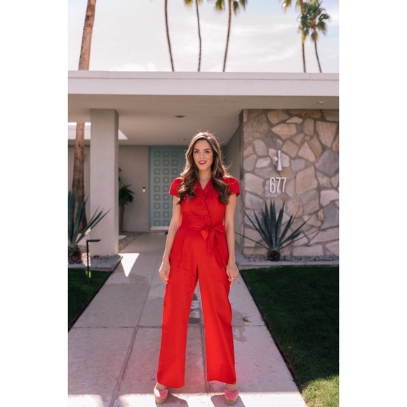 [Gal Meets Glam]  Bold Red Jumpsuit - Picture 2 of 8
